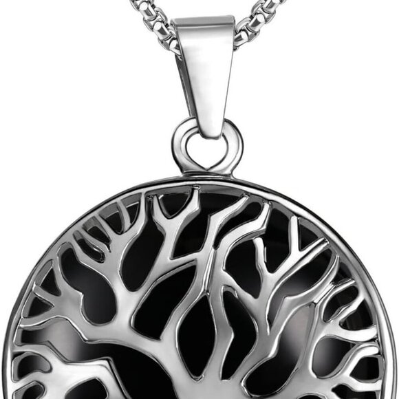 Family Tree Necklace Tree of Life Gemstone Crystal Pendant Necklace 24 Inches St - Picture 1 of 7
